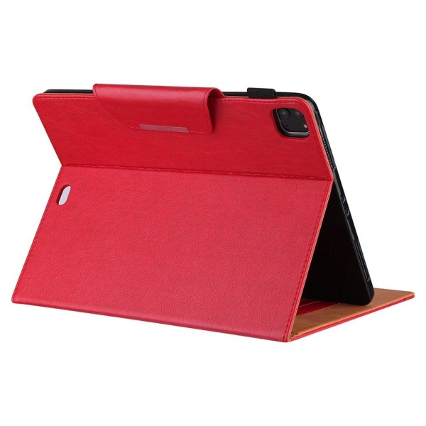 Kortspor Design Vegansk Læder Stand Tablet Cover med Auto Wake / Red