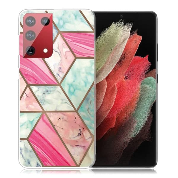 Marble Samsung Galaxy S21 Ultra Etui - Colorful Marble Tile Multicolor