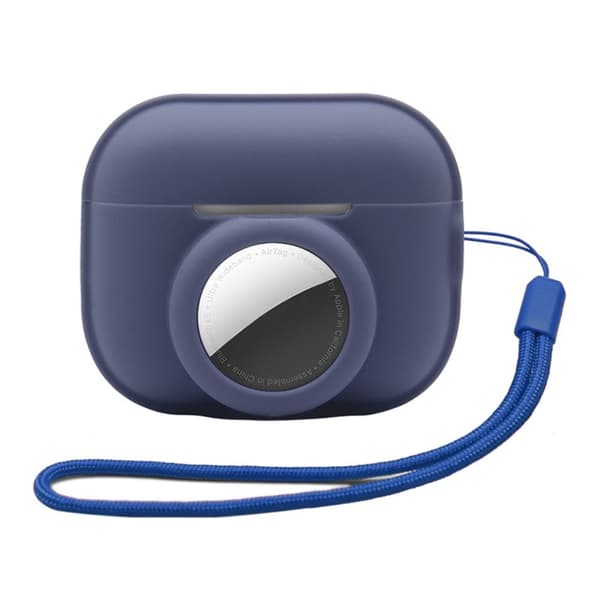 AirPods Pro 2 / AirTags silikonfodral med rem - Mörkblå Blå