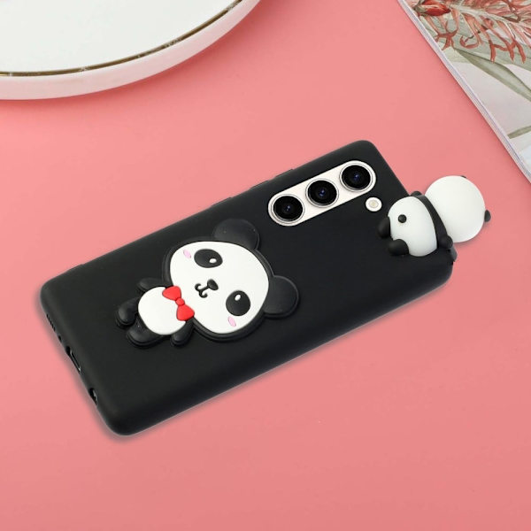 Cute 3d Samsung Galaxy S23 Plus Etui - Red Bow Panda Black