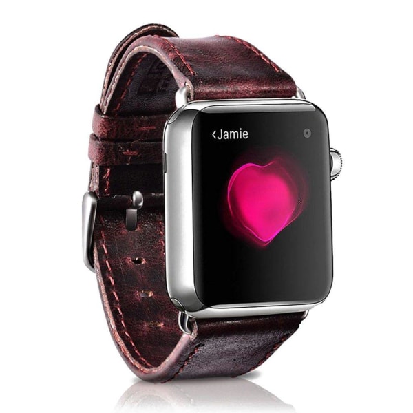 iCarer Classic Apple Watch Series 5 40mm Genuine Leather Band - Red