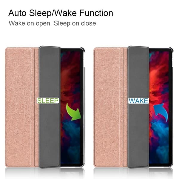 Lenovo Tab P11 Pro tri-fold læderetui - Rødguld Pink