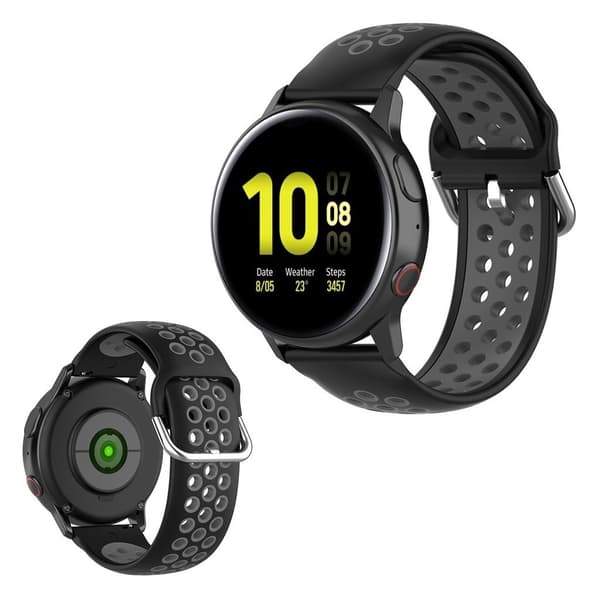 Samsung Galaxy Watch Active / Active 2 - 40mm / 44mm tofarvet Urrem - Sort / Grå Black