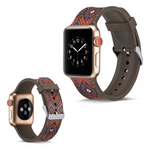 Apple Watch Series 5 40mm camouflage silikone Urrem - Rød Diamant Shapes Multicolor