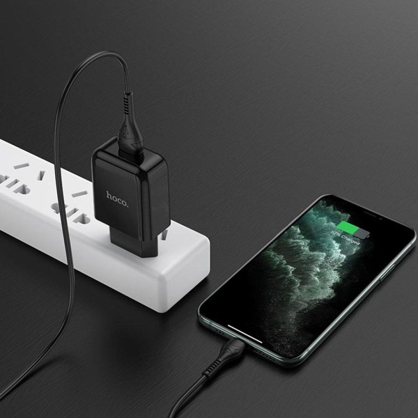 HOCO N2 Vigour single port charger Set(Lightning)(EU) - Sort Black