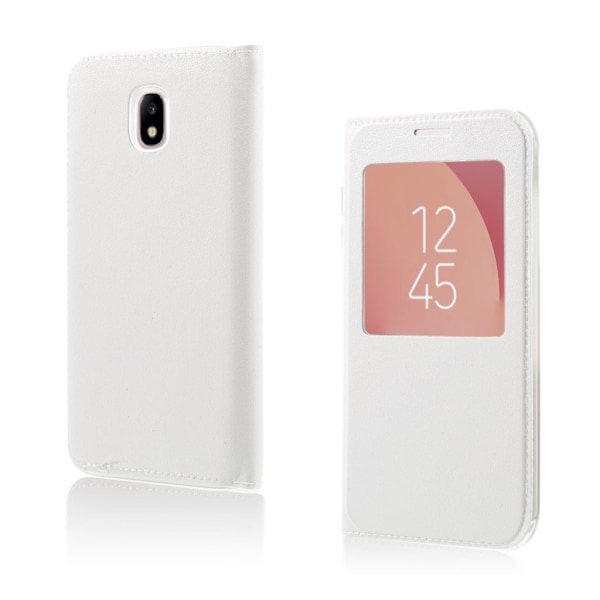 Samsung Galaxy J7 (2017) Läder fodral med fönster - Vit Vit