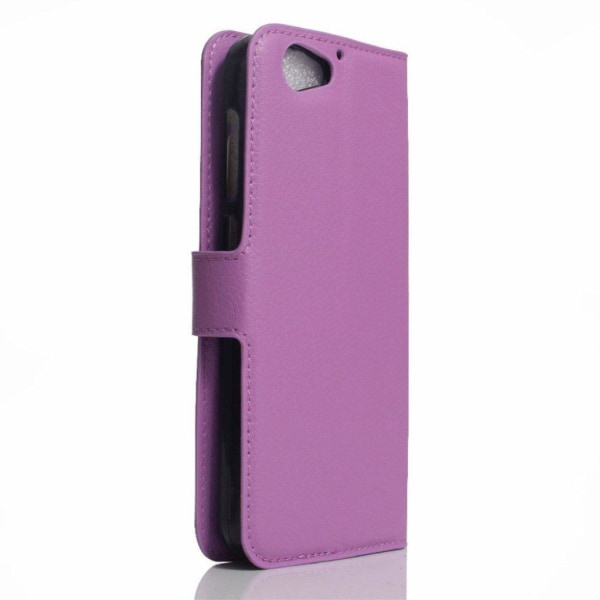 HTC A9s stilfuldt læder-etui m. kortholder - Lilla Purple