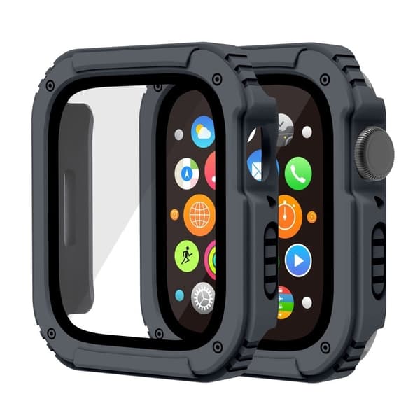 Apple Watch 44mm suojakuori karkaistulla lasilla - Tummanharmaa Silver grey