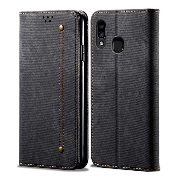 Jeans Samsung Galaxy A30 etui - Sort Black