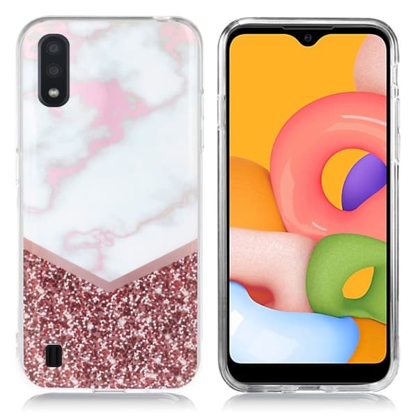 Glitter Samsung Galaxy A01 skal - Vit Vit