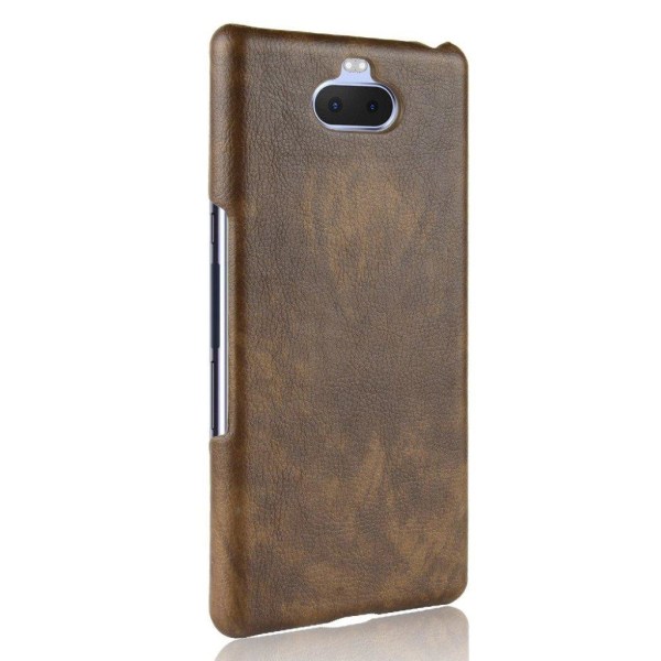 Sony Xperia 10 Plus litchi belagt etui - Brun Brown