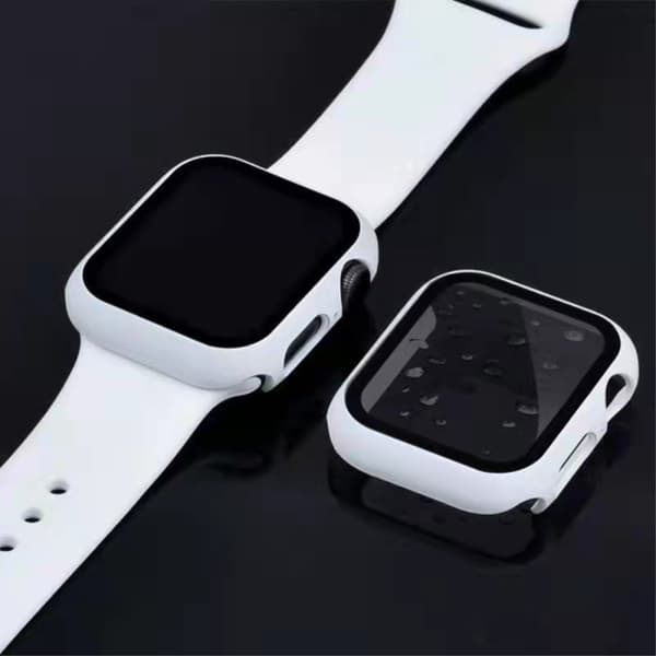 Apple Watch (41mm) simple frame + tempered glass screen protector - White Vit