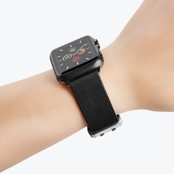Apple Watch Series 5 / 4 40mm unik urrem i ægte læder - Sort Black