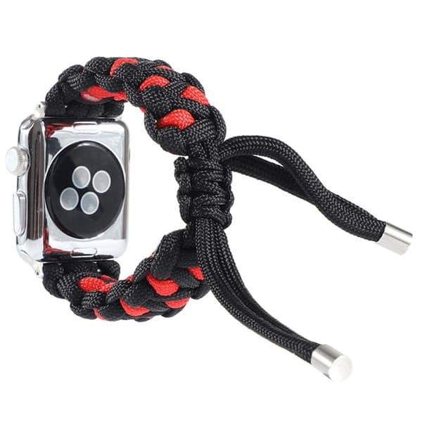 Apple Watch (45 mm) unik nylon-urrem - Sort / Rød Multicolor