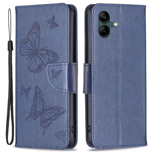 Butterfly läder Samsung Galaxy A04 fodral - Blå Blå