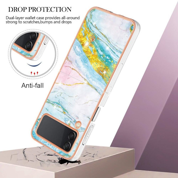 Marble Samsung Galaxy Z Flip4 Suojakotelo - Green Color Mix Green