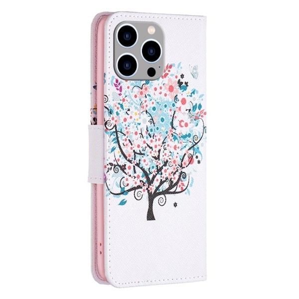 Wonderland iPhone 14 Pro Max flip-etui - Blomstertre Pink