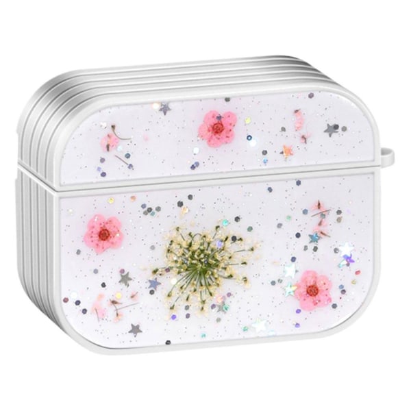 Airpods Pro flower pattern + glitter design case - Pink Rosa