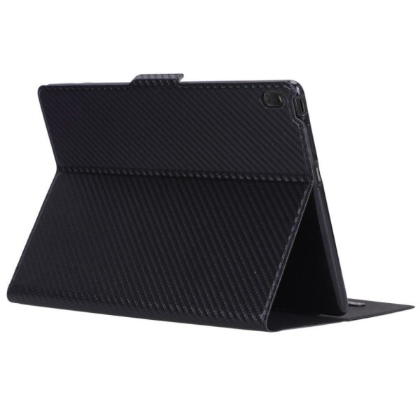 Lenovo Tab E10 carbon fiber leather case - Black Svart