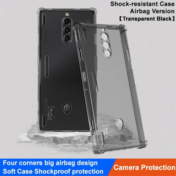 To-farvet ZTE nubia Red Magic 8 Pro / ZTE nubia Red Magic 8 Pro Plus læderetui - Gennemsigtig Sort Black