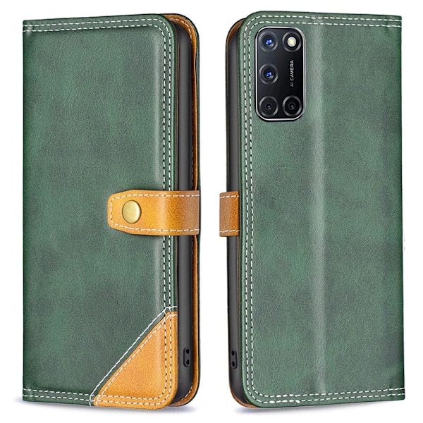 BINFEN tvåfärgat läder Oppo A92 / Oppo A72 / Oppo A52 fodral - Grön Grön