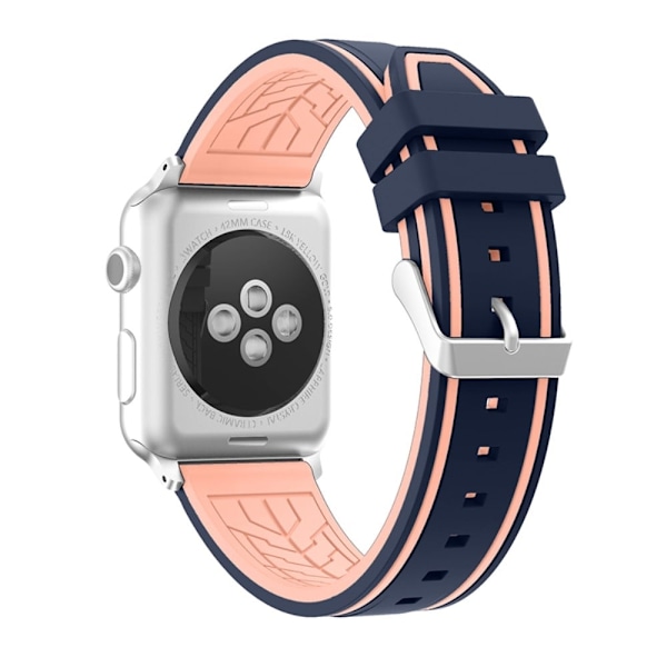 Apple Watch 44mm kaksivärinen silikonikellon hihna - Midnigt Sininen / Pinkki Blue