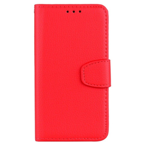 iPhone Xs Max litchifrukts kornigt syntetläder plånboks mobilfod Röd