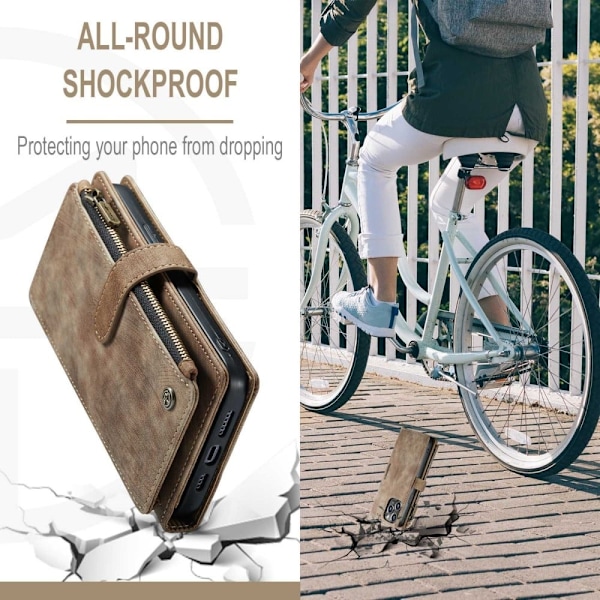 Rymligt iPhone 13 Pro Max fodral med plånbok - Brun Brun