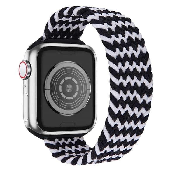 Apple Watch (41mm) elastisk urrem - Sort / Hvid / Størrelse: L Black