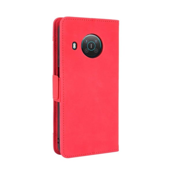 Modern-styled Læder Pung Etui til Nokia X10 / X20 - Rød Red