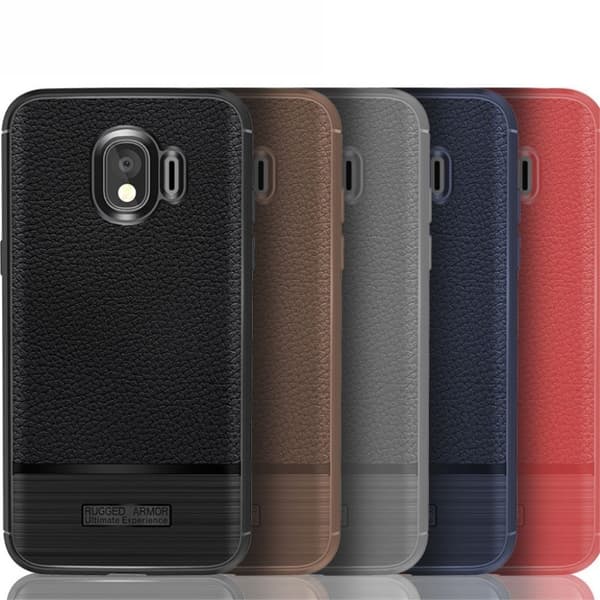 Samsung Galaxy J4 (2018) litchi tekstur børstet etui - Svart Black