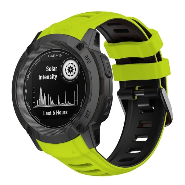 Garmin Instinct 2X silikoneurremme med to farver - Lime + Sort Green