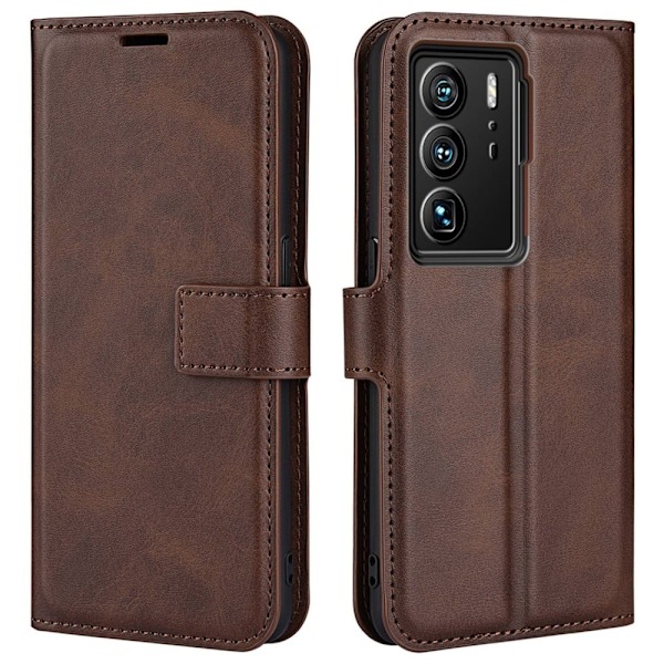 Lompakko Nahkakotelo For ZTE Axon 40 Ultra - Ruskea Brown