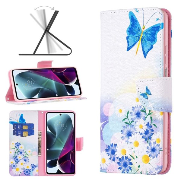 Wonderland Motorola Moto G200 5G / Motorola Edge S30 flip kuoret - Perhonen Ja Kukkia Multicolor