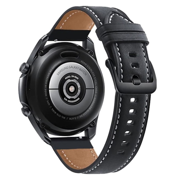 20 mm Universal klockarmband i äkta läder med svart spänne - Svart Svart