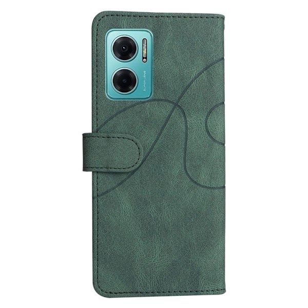Texturerat läder Xiaomi Redmi Note 11E / Xiaomi Redmi Note 10 5G / Xiaomi Redmi 10 Prime Plus 5G fodral med handledsband - Grön Grön