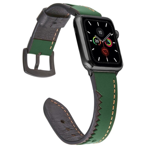 Ægte læderarmbånd med takker til Apple Watch Series 5 / 4 44mm - Grøn Green