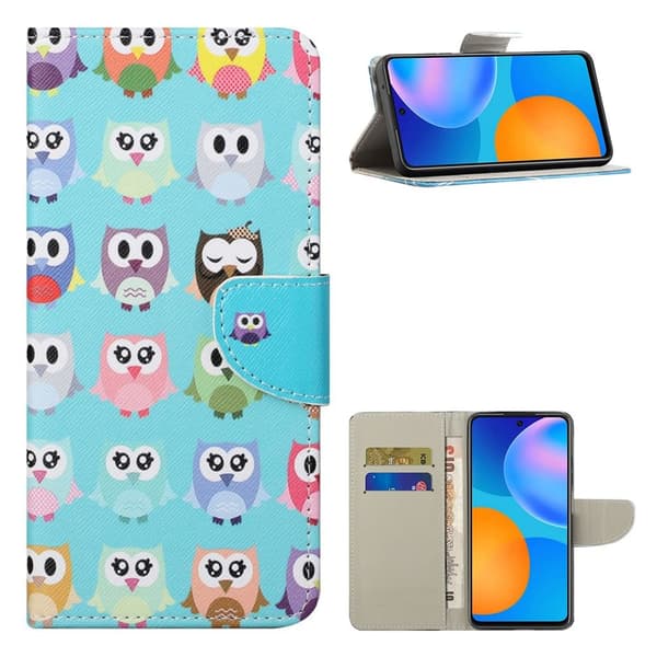 Wonderland OnePlus 9R Flip Etui - Søde Ugler Blue
