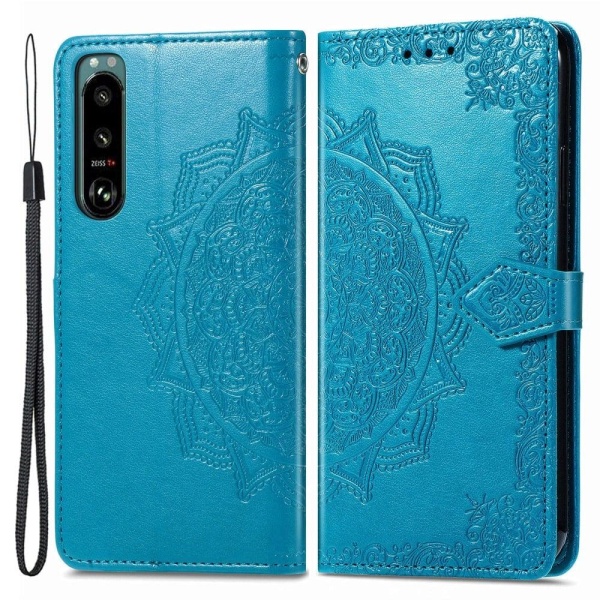 Mandala Sony Xperia 5 IV Flip Etui - Blå Blue