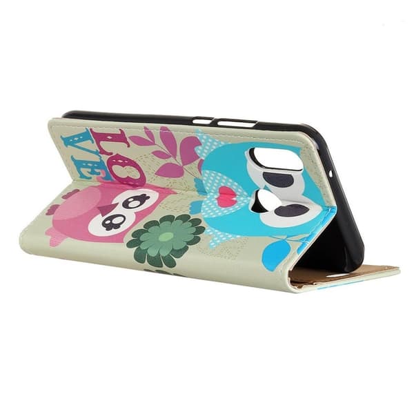 Huawei P20 Lite mønstret PU læder flip etui - ugle Lovers Multicolor