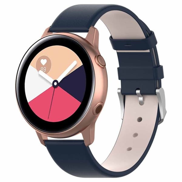 20 mm Samsung Galaxy Watch Active klockarmband i läder - Blå Blå