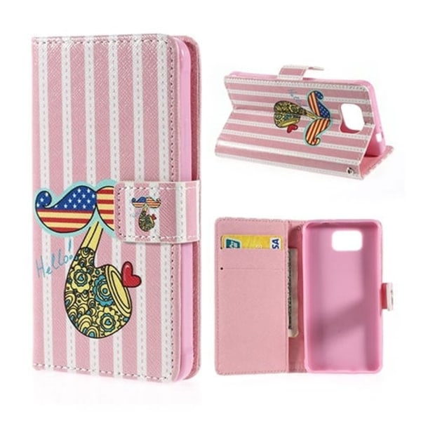 Moberg (USA Flag Overskæg) Samsung Galaxy Alpha Læder Flip Etui Multicolor