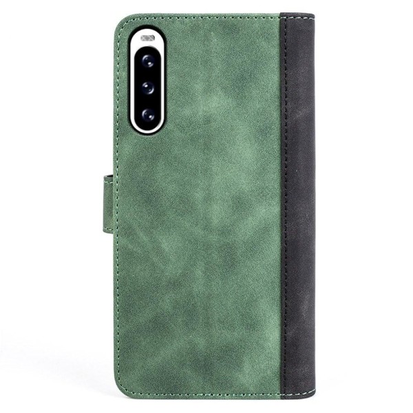 Tvåfärgat Sony Xperia 10 V fodral i läder - Grön Grön
