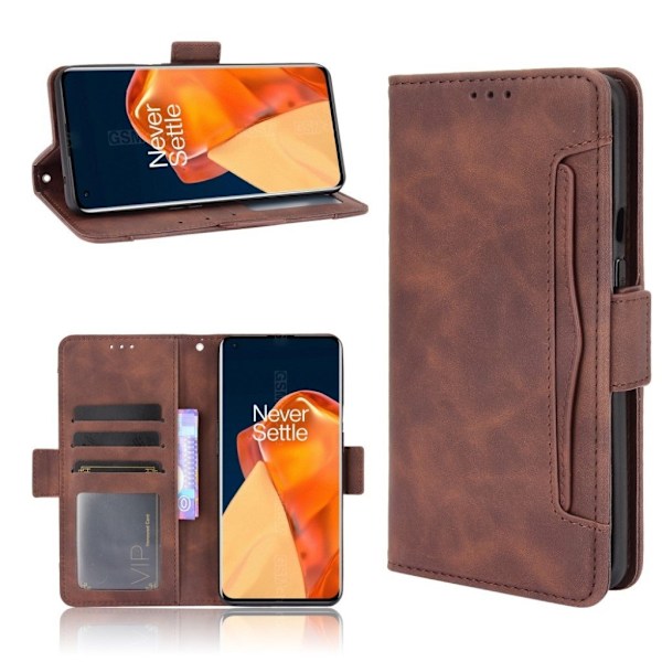 Modern-styled Læder Pung Etui til Oneplus 9 Pro - Brun Brown