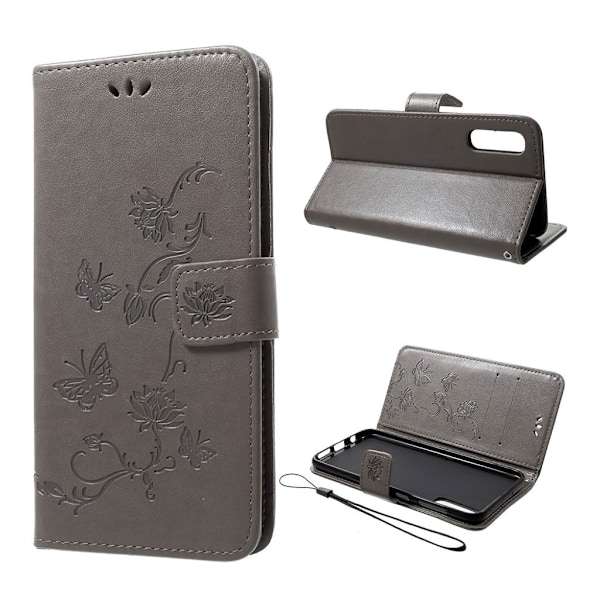 Butterfly läder Samsung Galaxy A50 fodral - Silver/Grå Silvergrå