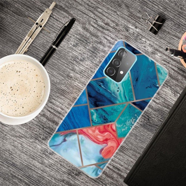 Marble design Samsung Galaxy A32 cover - Blå Og Orange Marmor Blue