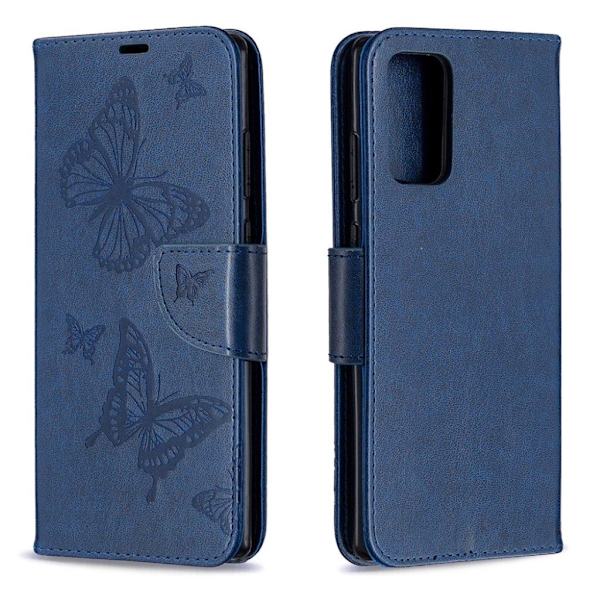 Butterfly Samsung Galaxy Note 20 Flip Etui - Blå Blue