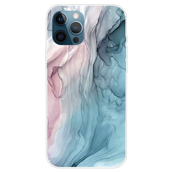 Marmormotiv iPhone 14 Pro Max skal - Rosa/Blå Marmor multifärg