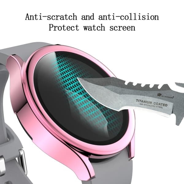 Samsung Galaxy Watch 4 (44mm) electroplated cover with tempered glass screen protector - Pink Rosa