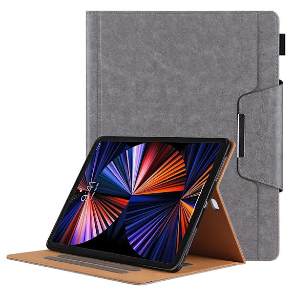 Kortspor Design Vegansk Læder Stand Tablet Cover med Auto Wake / Sleep iPad Pro 12.9 (2022) / (2021) / (2020) / (2018) - Grå Silver grey